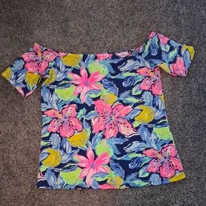 Lilly Pulitzer Pink and Blue Floral Crop Top